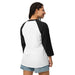 3/4 sleeve raglan shirt with USA 250 patriotic design in soft lightweight fabric
