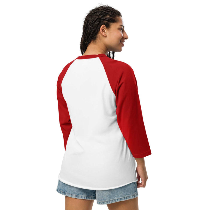 3/4 sleeve raglan shirt with USA 250 patriotic design and contrast sleeves