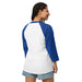 3/4 sleeve raglan shirt with patriotic USA 250 design, breathable cotton blend for summer to fall transition