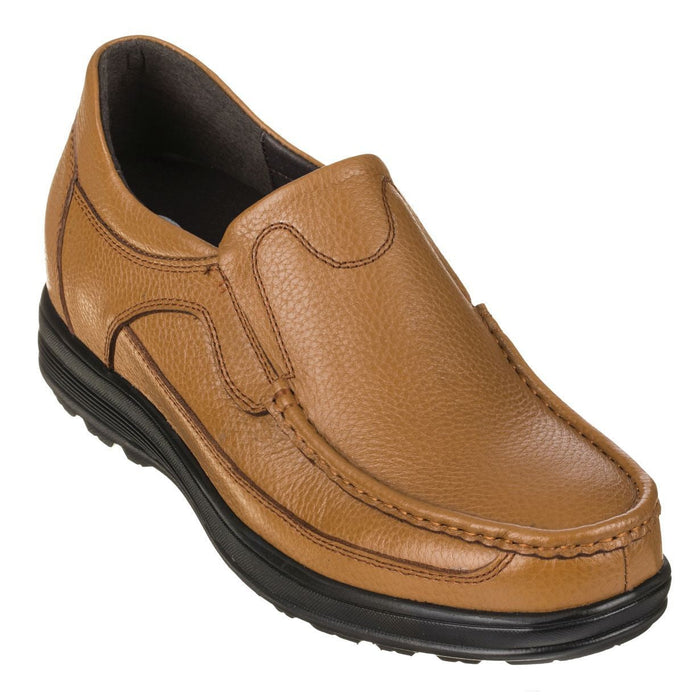 CALTO G1829 Lightweight Loafer 3.2 Inches Taller (Tan Brown)