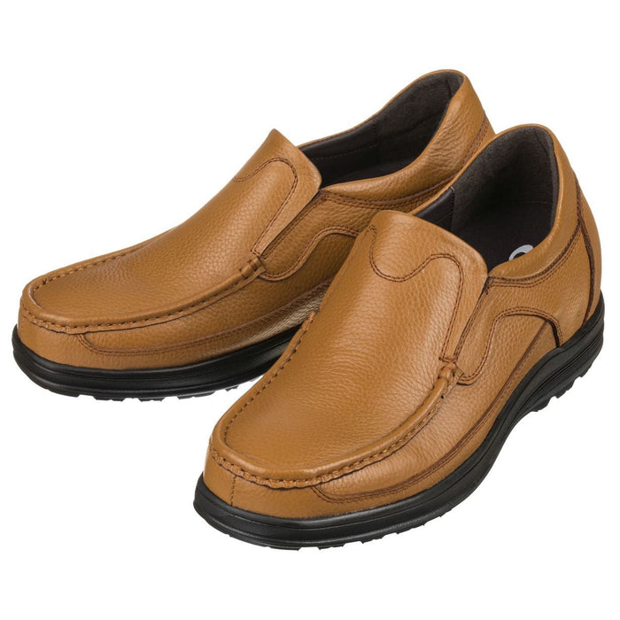 CALTO G1829 Lightweight Loafer 3.2 Inches Taller (Tan Brown)