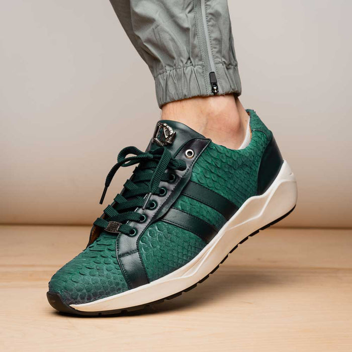 Verona Green Python Leather Luxury Sneakers