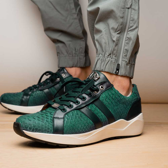 Verona Green Python Leather Luxury Sneakers