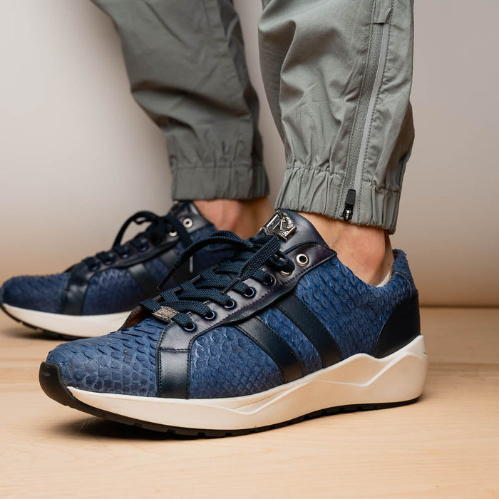 Verona Navy Python Suede Luxury Sneakers