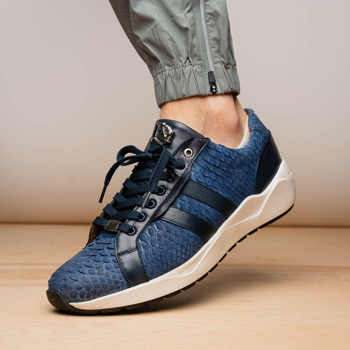 Verona Navy Python Suede Luxury Sneakers