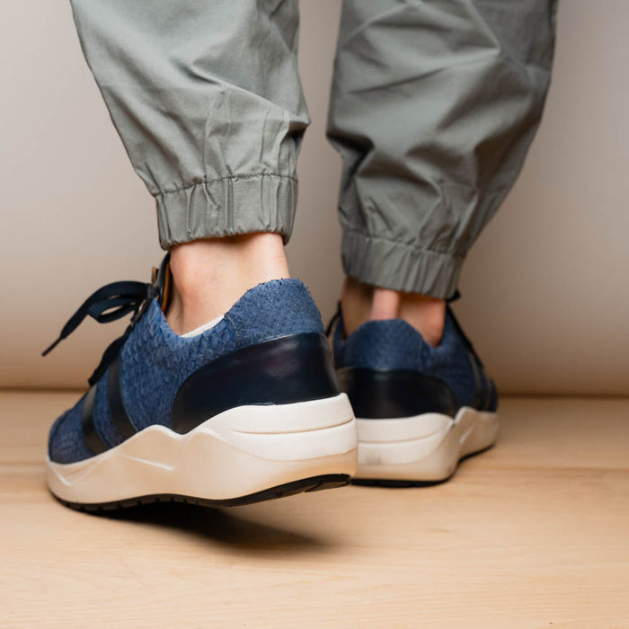 Verona Navy Python Suede Luxury Sneakers
