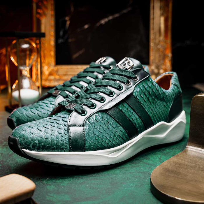Verona Green Python Leather Luxury Sneakers
