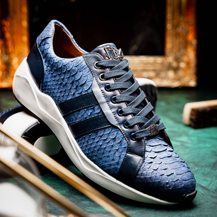 Verona Navy Python Suede Luxury Sneakers