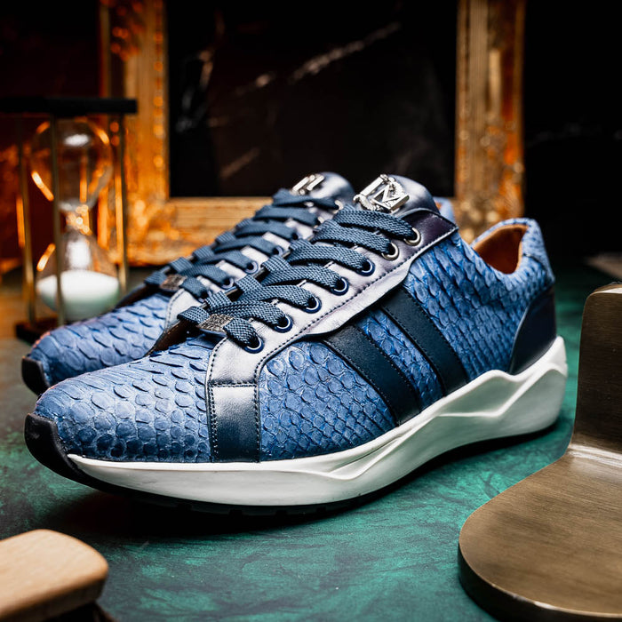 Verona Navy Python Suede Luxury Sneakers