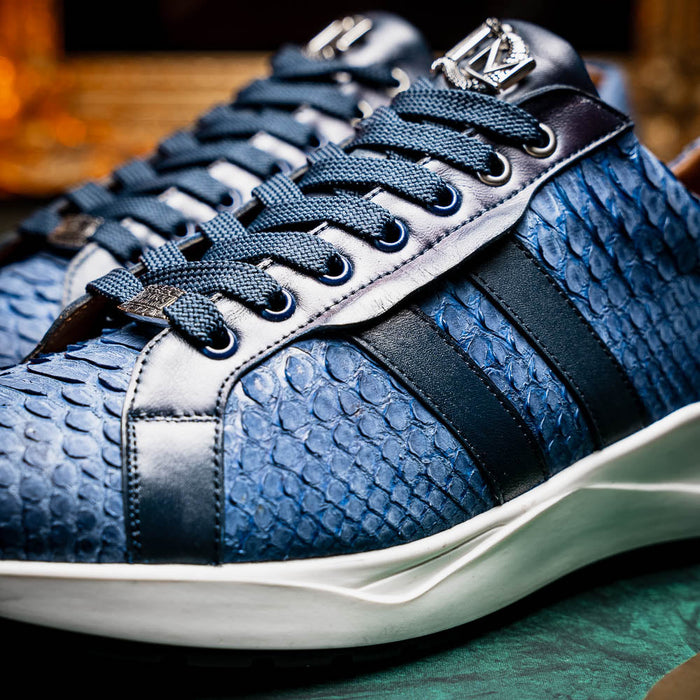Verona Navy Python Suede Luxury Sneakers
