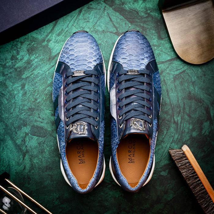 Verona Navy Python Suede Luxury Sneakers