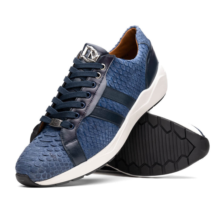 Verona Navy Python Suede Luxury Sneakers