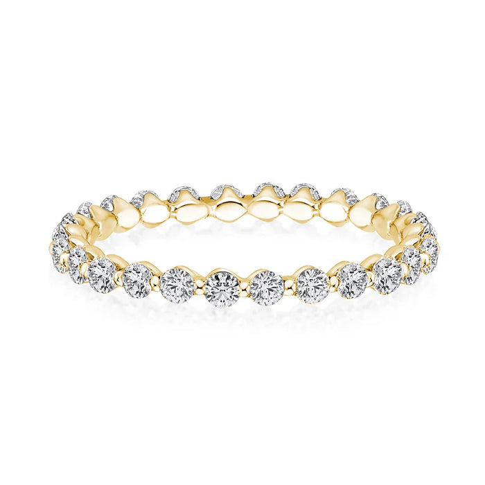 Rodiffy Moissanite Sterling Silver Yellow Gold Plated 1.0 Ct Round Cut Full Eternity Wedding Band