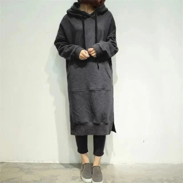 STEVVEX Fashion Women's Long Pullover Hoodie/Dress