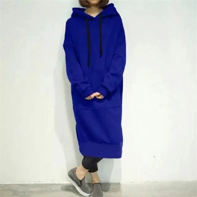 STEVVEX Fashion Women's Long Pullover Hoodie/Dress