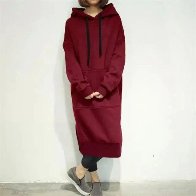 STEVVEX Fashion Women's Long Pullover Hoodie/Dress