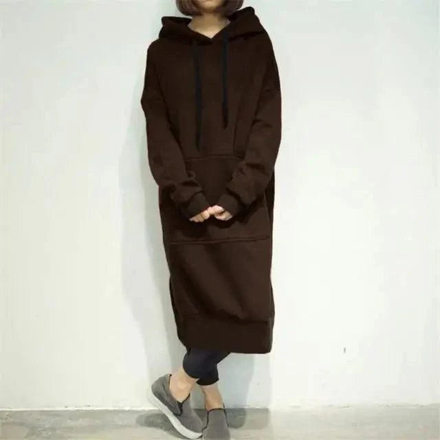STEVVEX Fashion Women's Long Pullover Hoodie/Dress