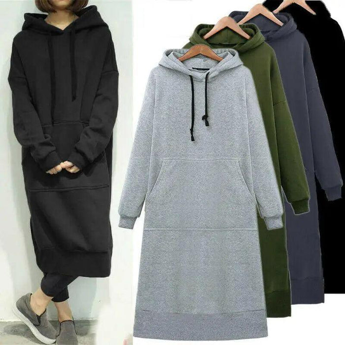 STEVVEX Fashion Women's Long Pullover Hoodie/Dress