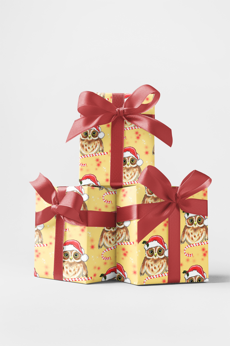 Candycane Owl Wrapping Paper | Michelle Gilsey | Artist Corner