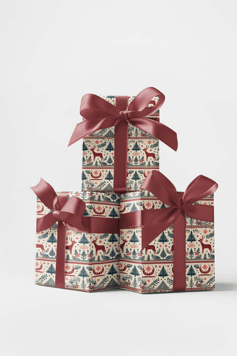 Folk Antlers Wrapping Paper